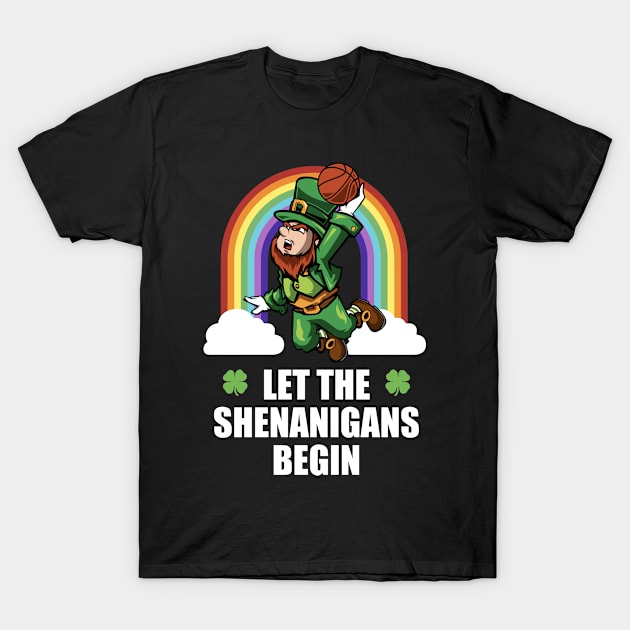 Basketball Leprechaun Shenanigans Funny St Patricks Day T-Shirt by TheBeardComic